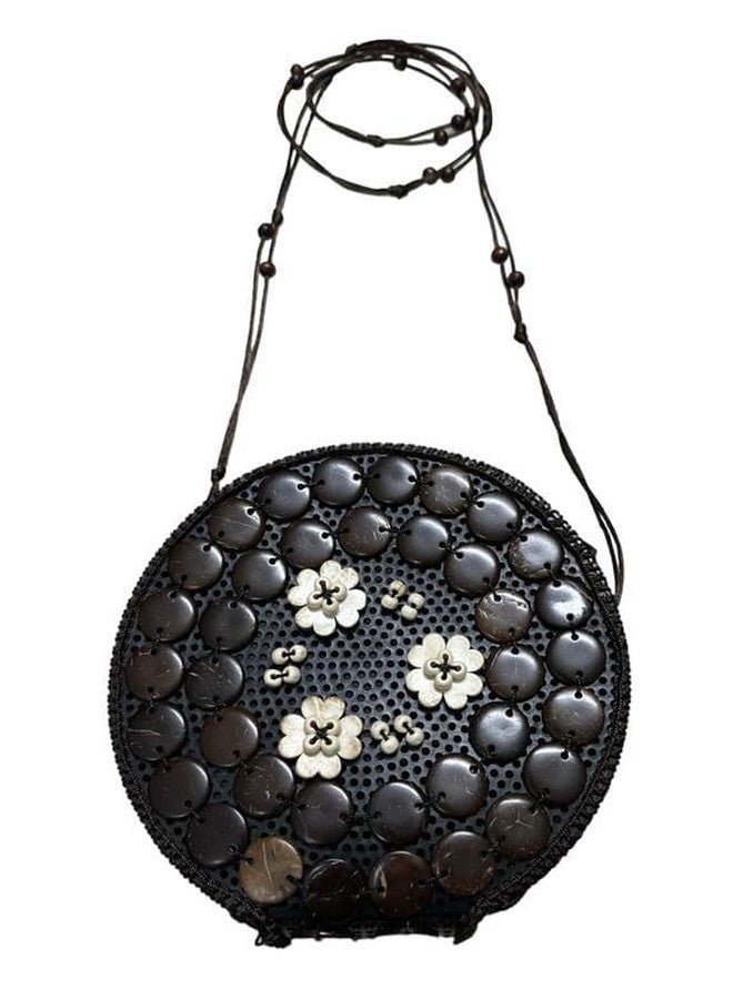 CROWNNIMREET Coconut Shell Beaded Sling Crossbody Long Strap Purse Bag For Beach Bags | Cross Body Long Strap Purse | Handmade Natural Style| Hanging Purse Sling Bag (Designer2) - Image 1